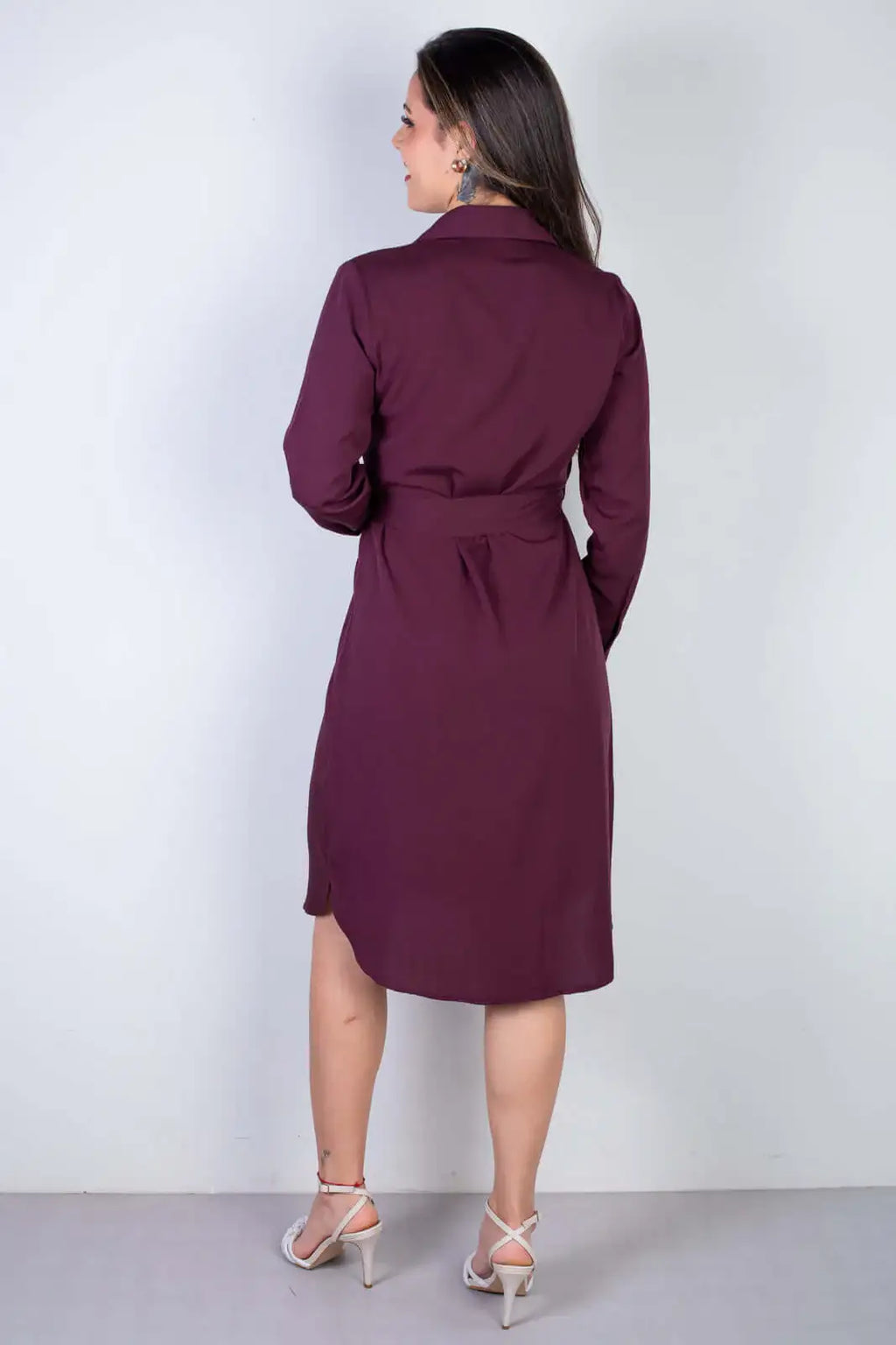 Vestido chemise manga longa 51313 - Enluaze