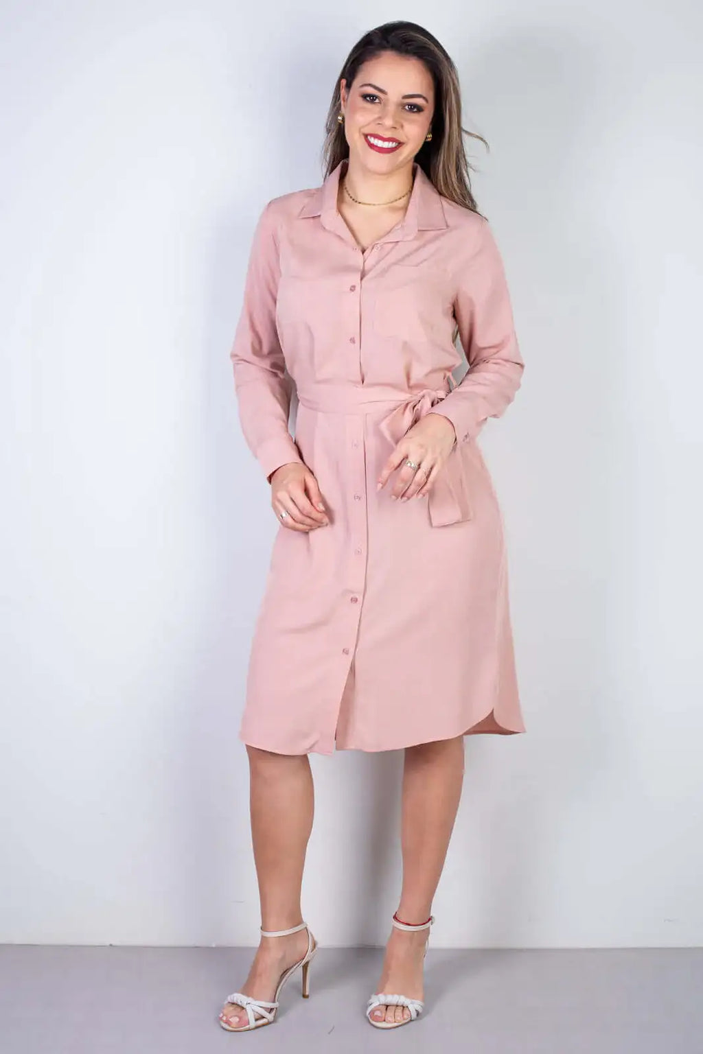 Vestido chemise manga longa 51313 - Enluaze