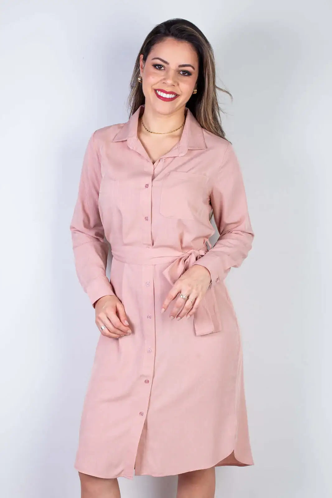 Vestido chemise manga longa 51313 - Enluaze
