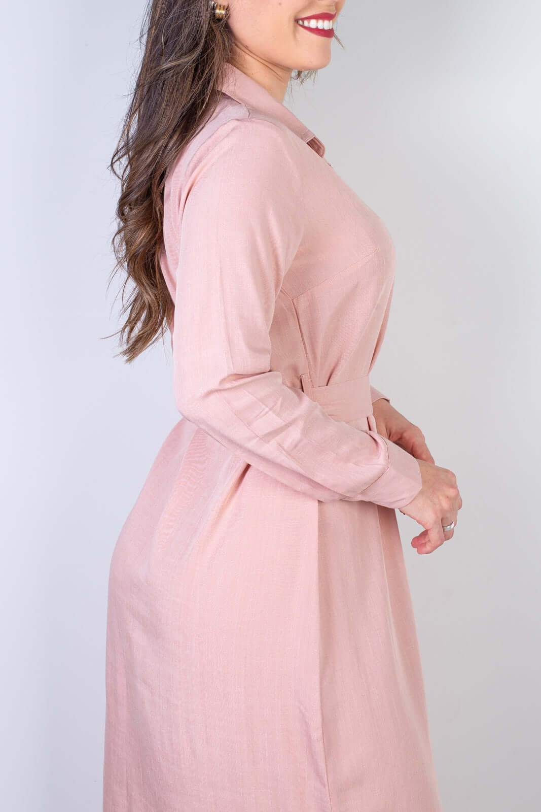 Vestido chemise manga longa 51313 - Enluaze