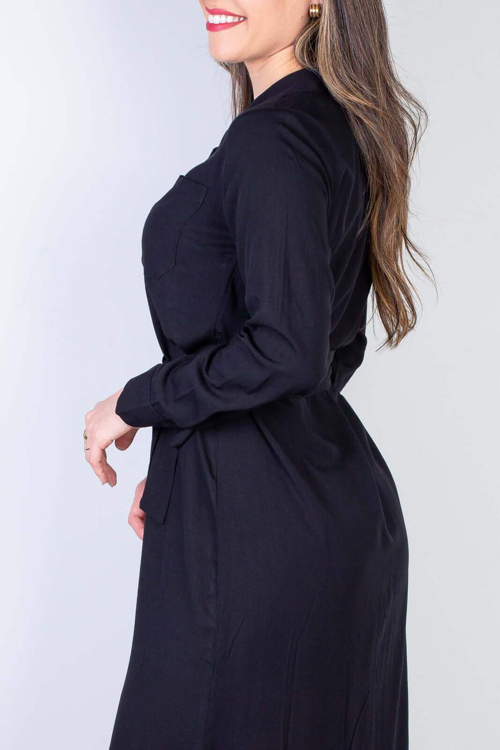 Vestido chemise manga longa 51313 - Enluaze