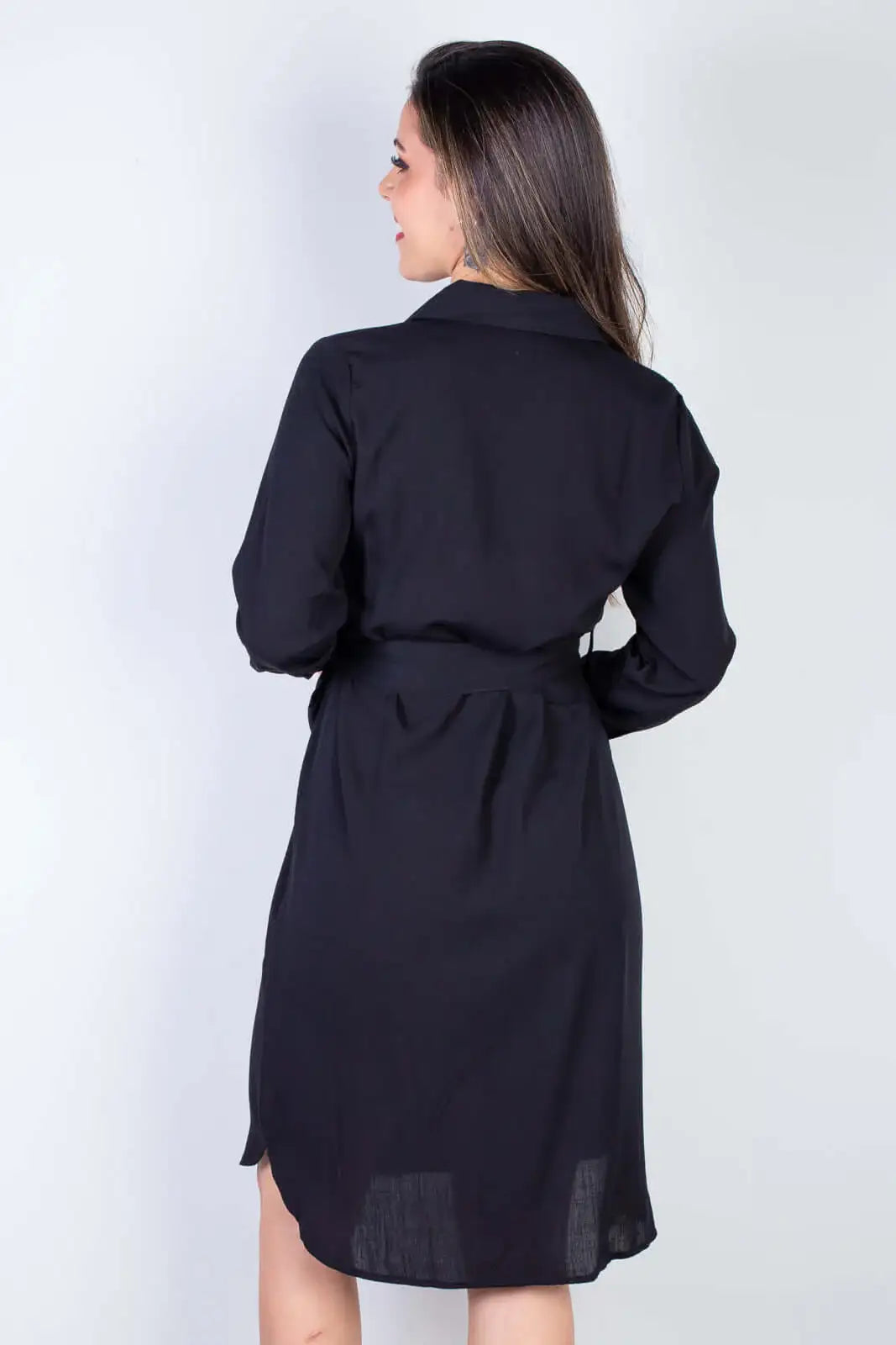 Vestido chemise manga longa 51313 - Enluaze