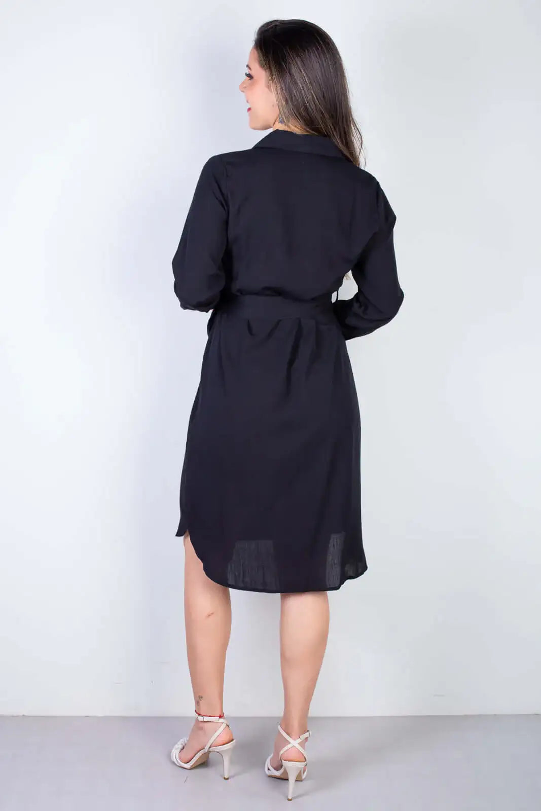 Vestido chemise manga longa 51313 - Enluaze