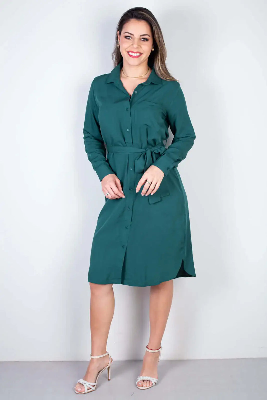Vestido chemise manga longa 51313 - Enluaze