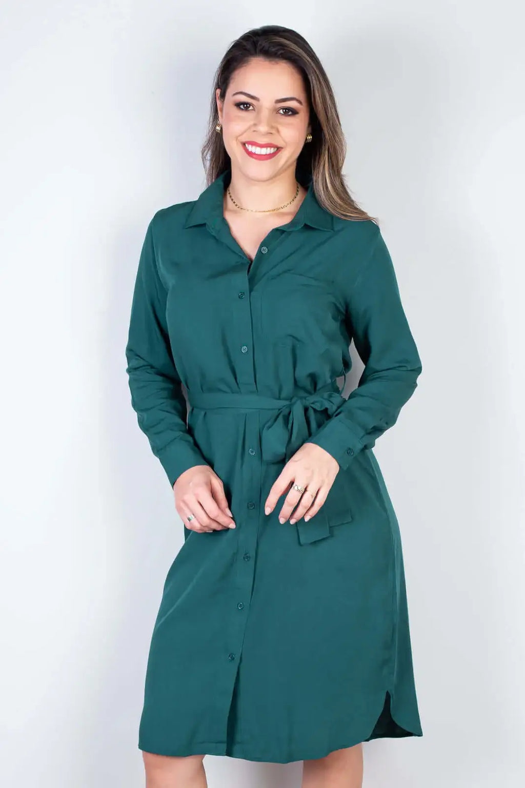 Vestido chemise manga longa 51313 - Enluaze