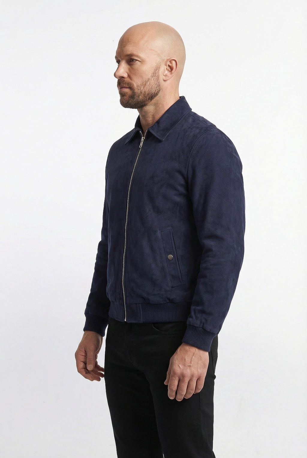 Jaqueta masculina suede com gola 69389