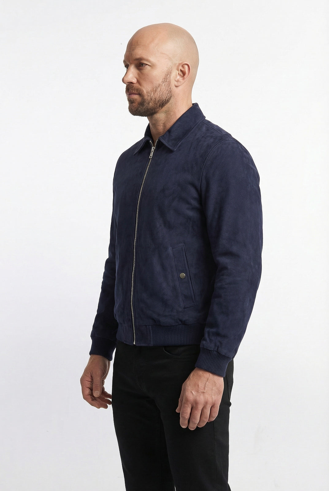 Jaqueta masculina suede com gola 69389