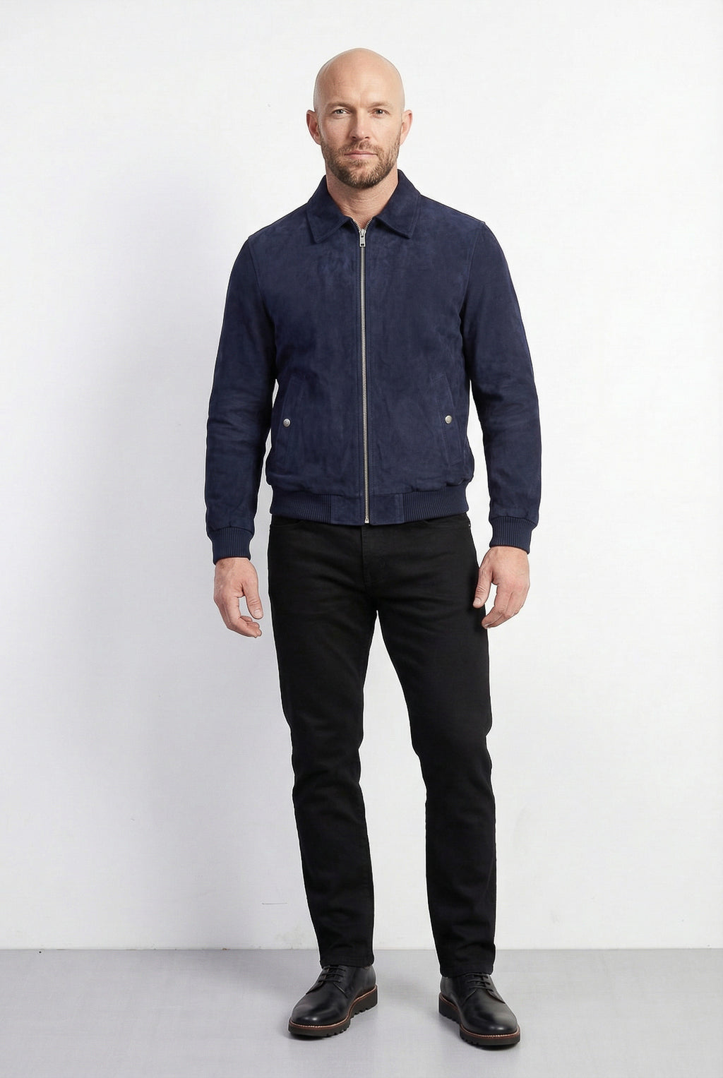 Jaqueta masculina suede com gola 69389