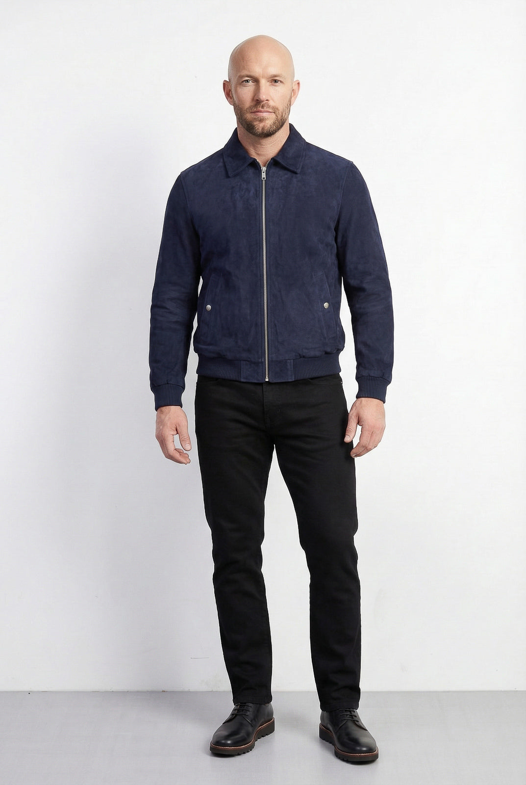 Jaqueta masculina suede com gola 69389