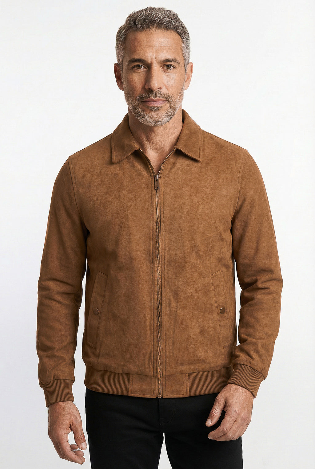 Jaqueta masculina suede com gola 69389