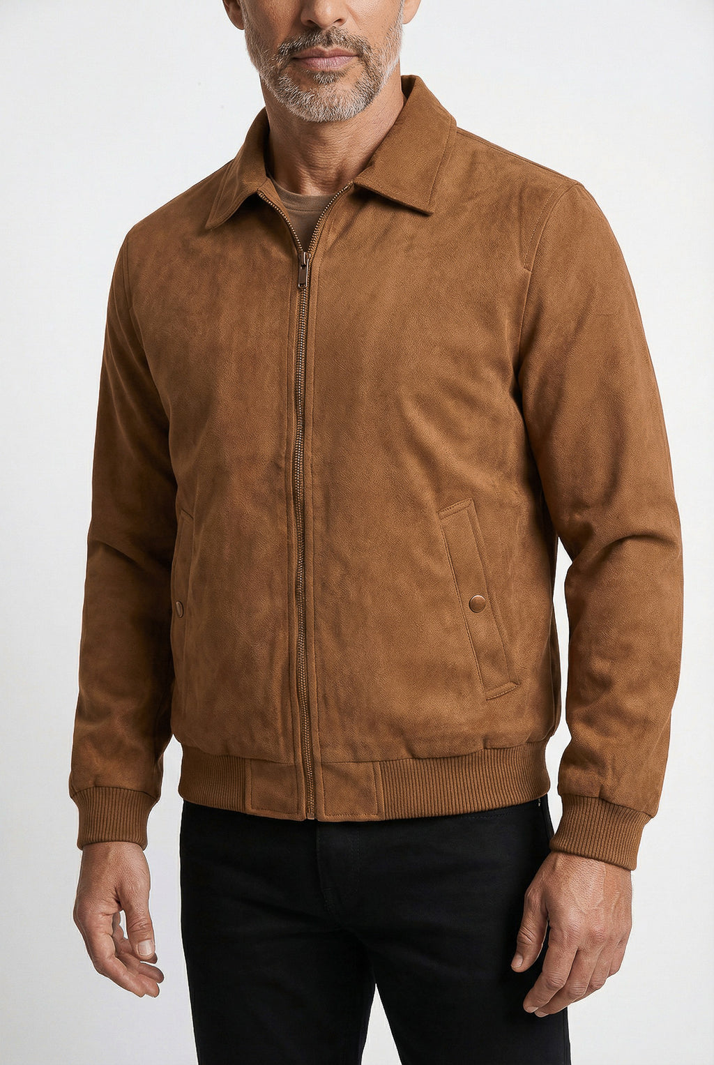 Jaqueta masculina suede com gola 69389