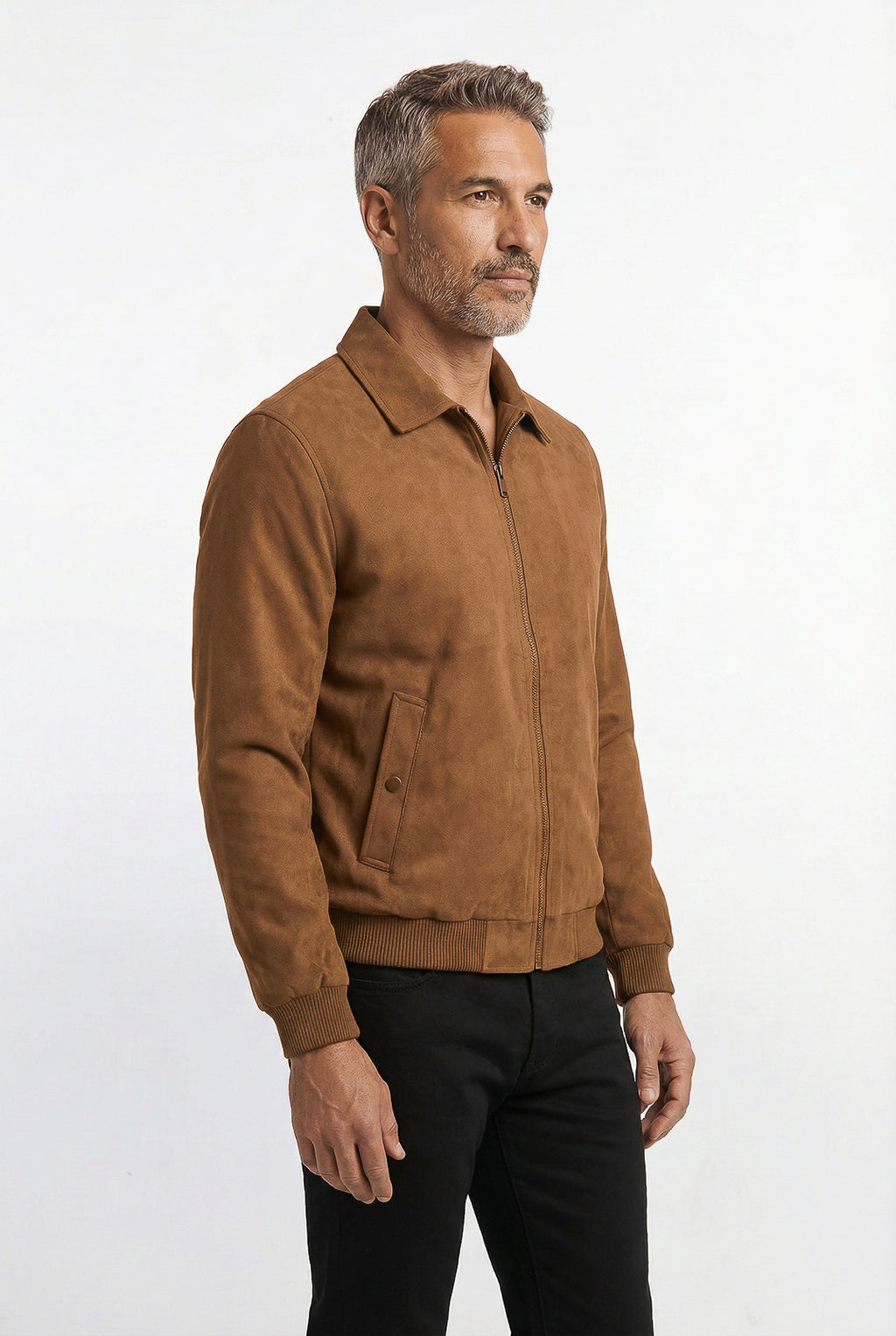 Jaqueta masculina suede com gola 69389