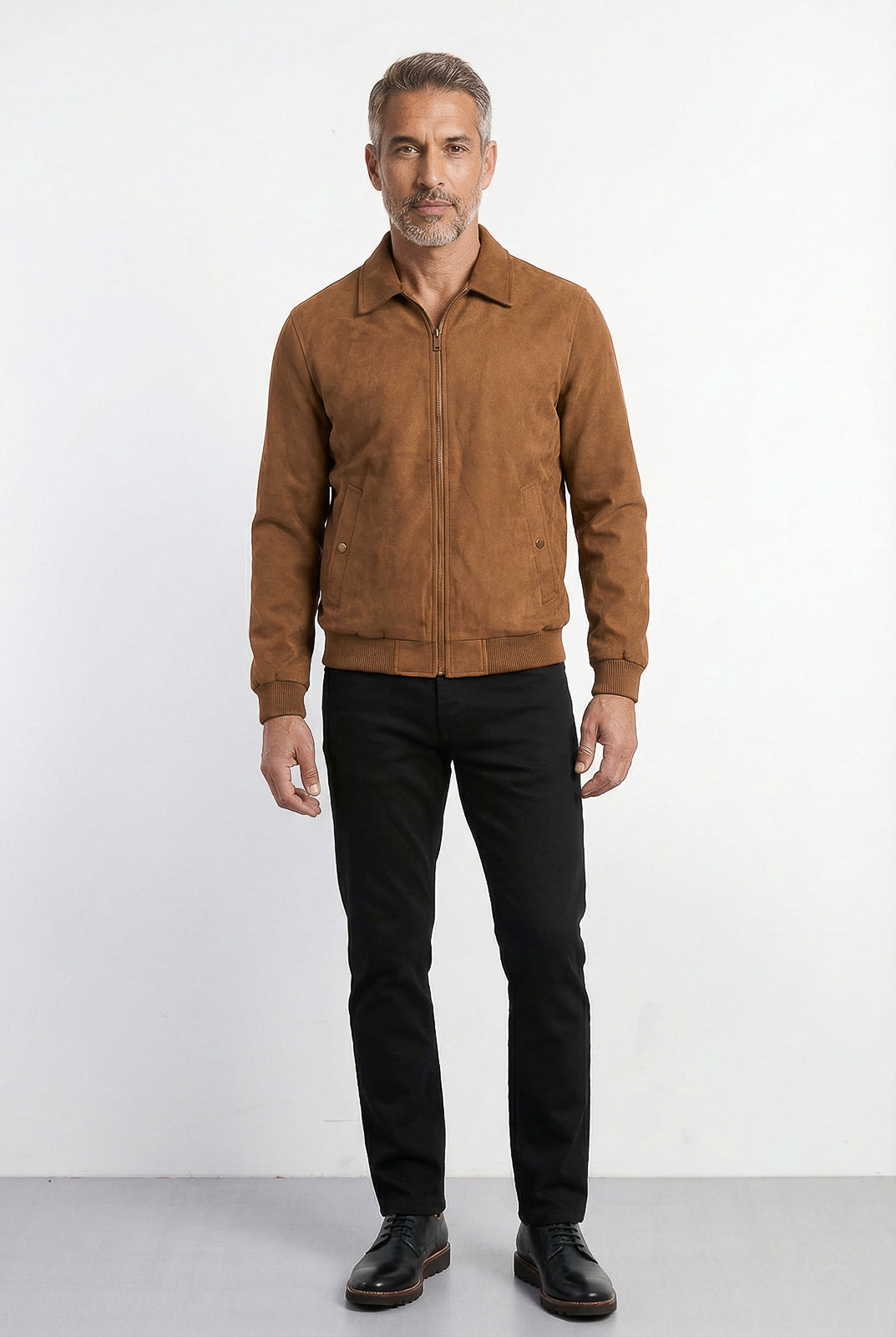 Jaqueta masculina suede com gola 69389