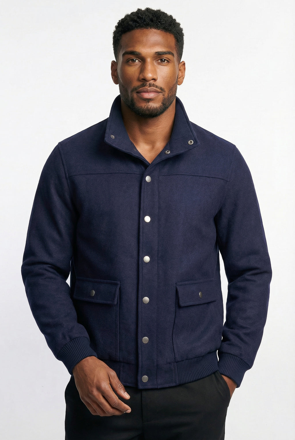 Jaqueta masculina suede com botões e bolsos 69390