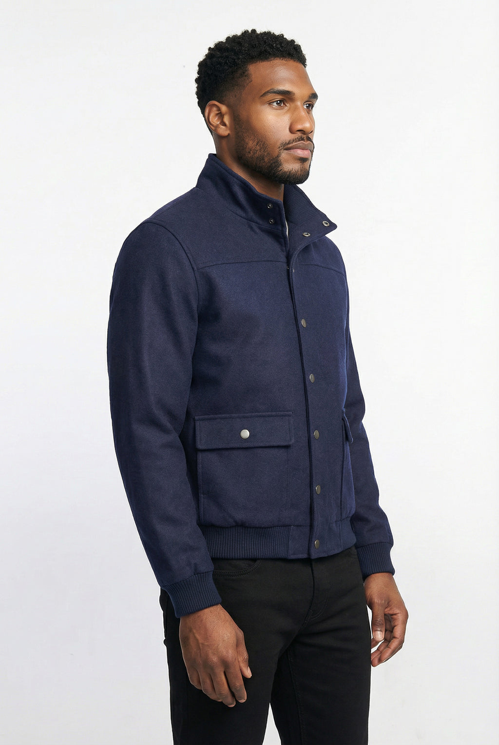 Jaqueta masculina suede com botões e bolsos 69390