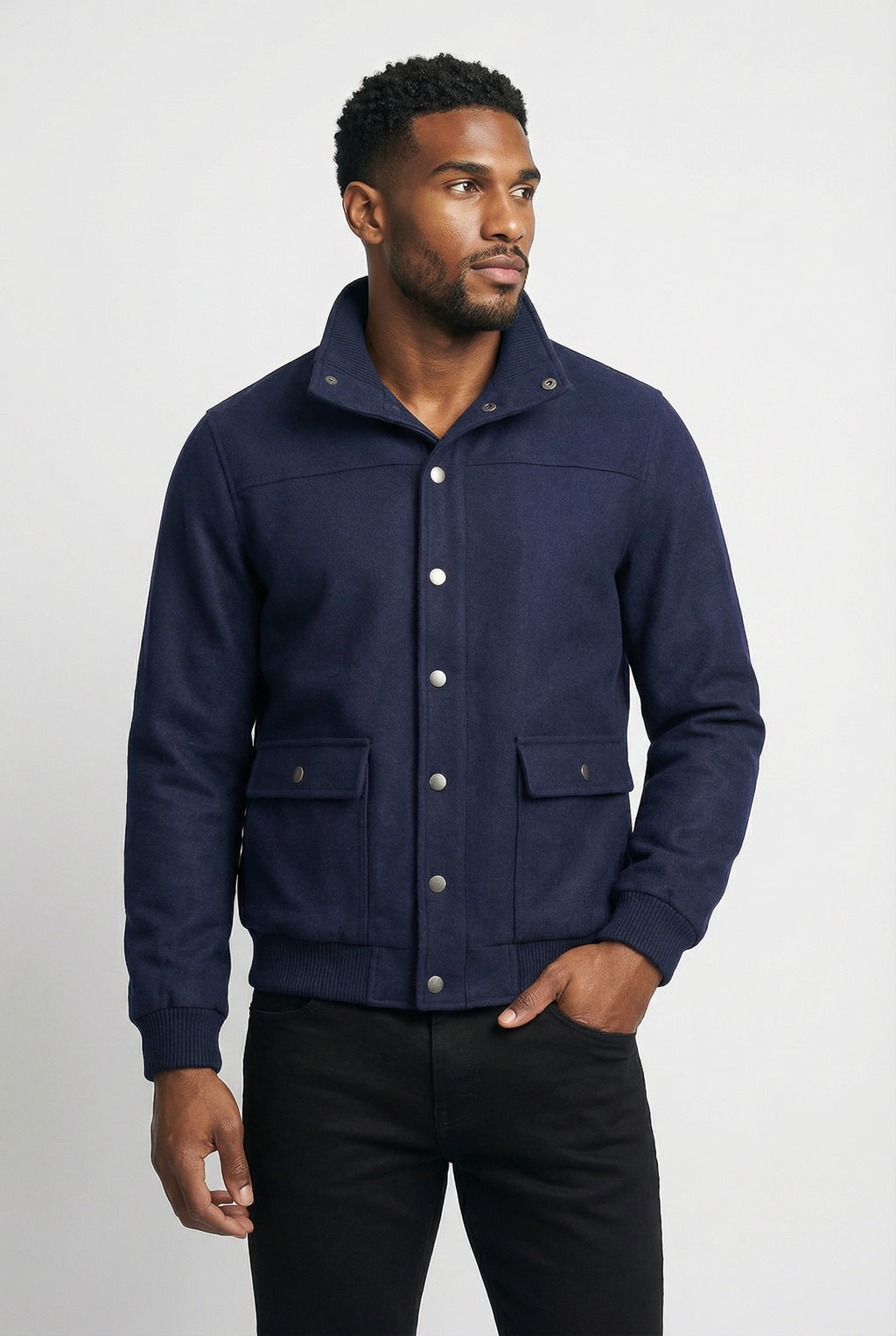 Jaqueta masculina suede com botões e bolsos 69390