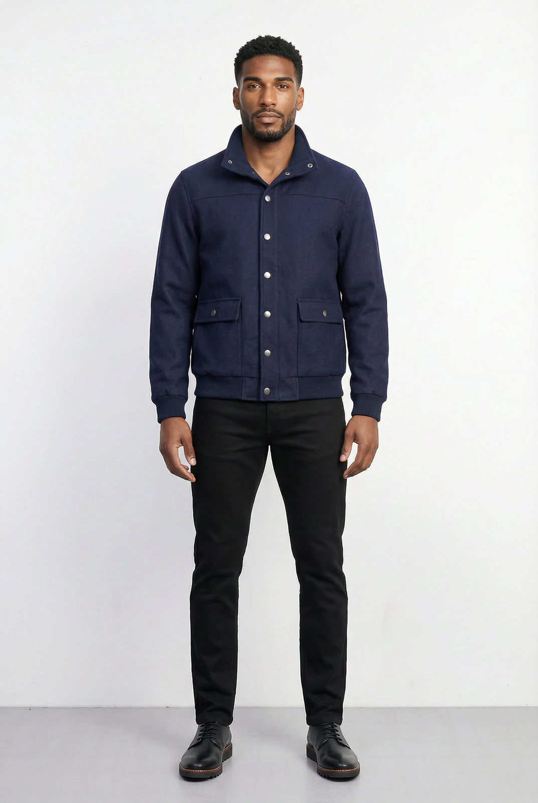Jaqueta masculina suede com botões e bolsos 69390