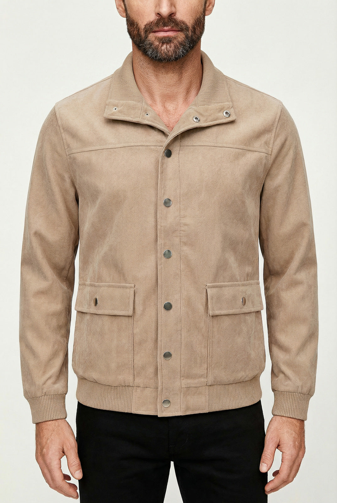 Jaqueta masculina suede com botões e bolsos 69390