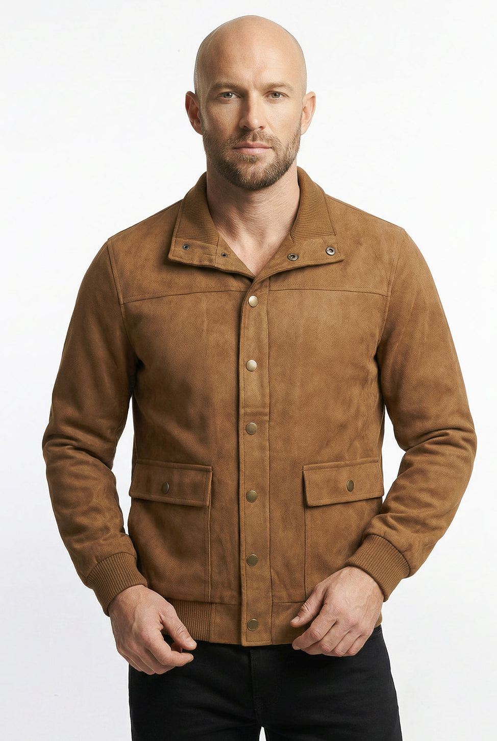 Jaqueta masculina suede com botões e bolsos 69390