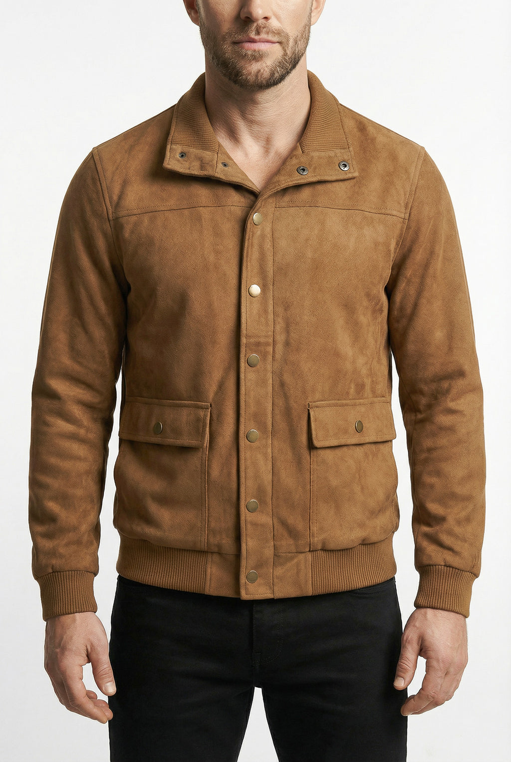 Jaqueta masculina suede com botões e bolsos 69390