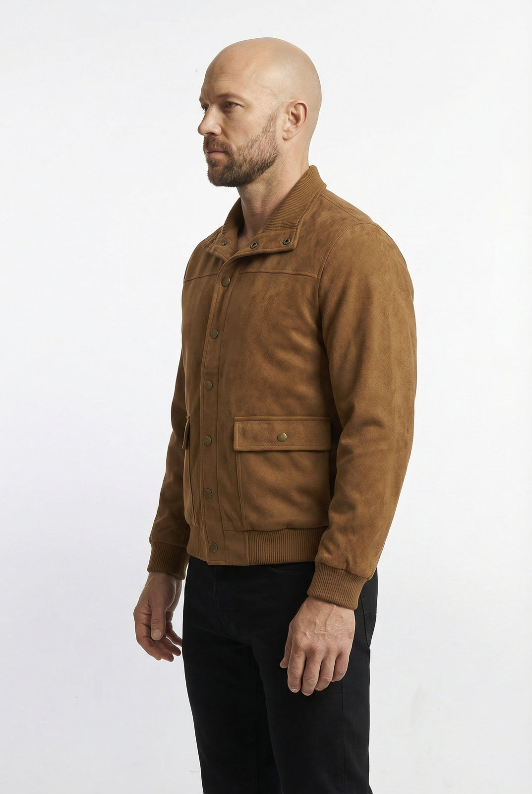 Jaqueta masculina suede com botões e bolsos 69390