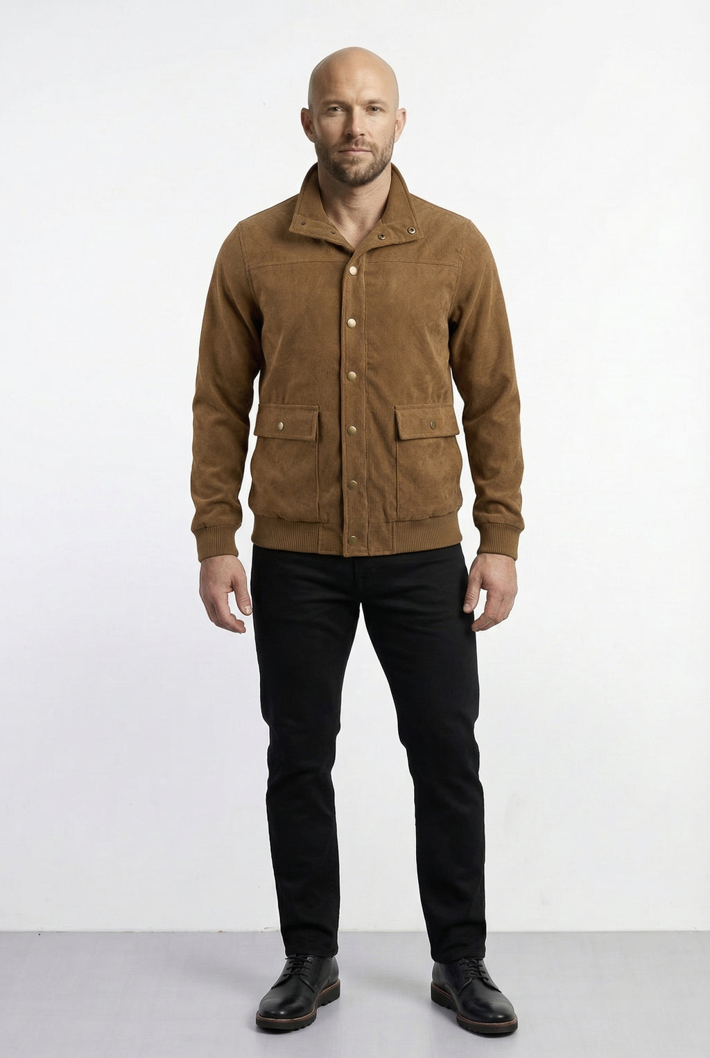 Jaqueta masculina suede com botões e bolsos 69390
