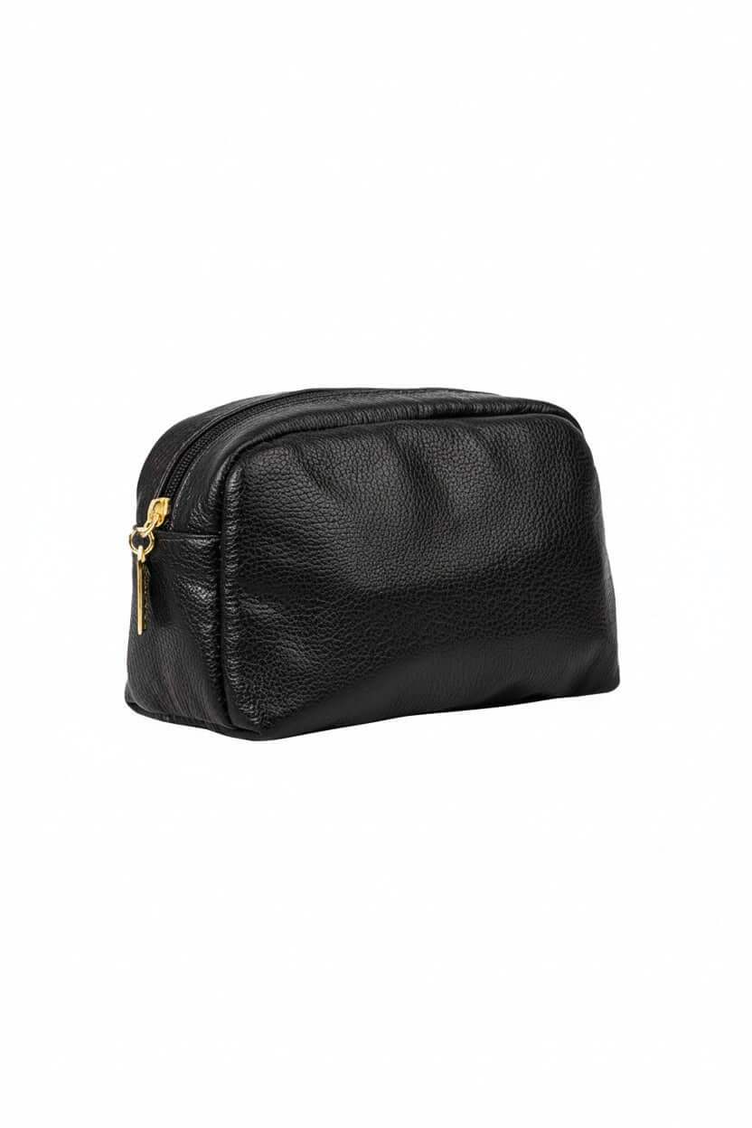 Necessaire de couro liso Dara 14x18x9cm - Enluaze