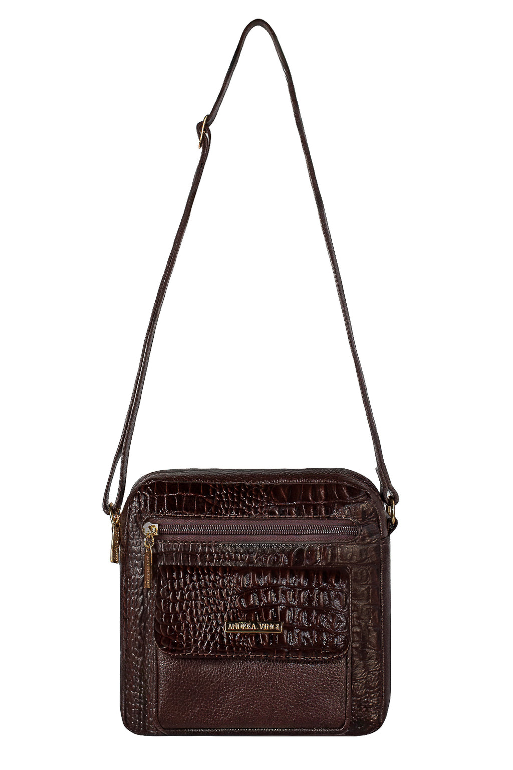 Bolsa transversal pequena de couro croco Clarice