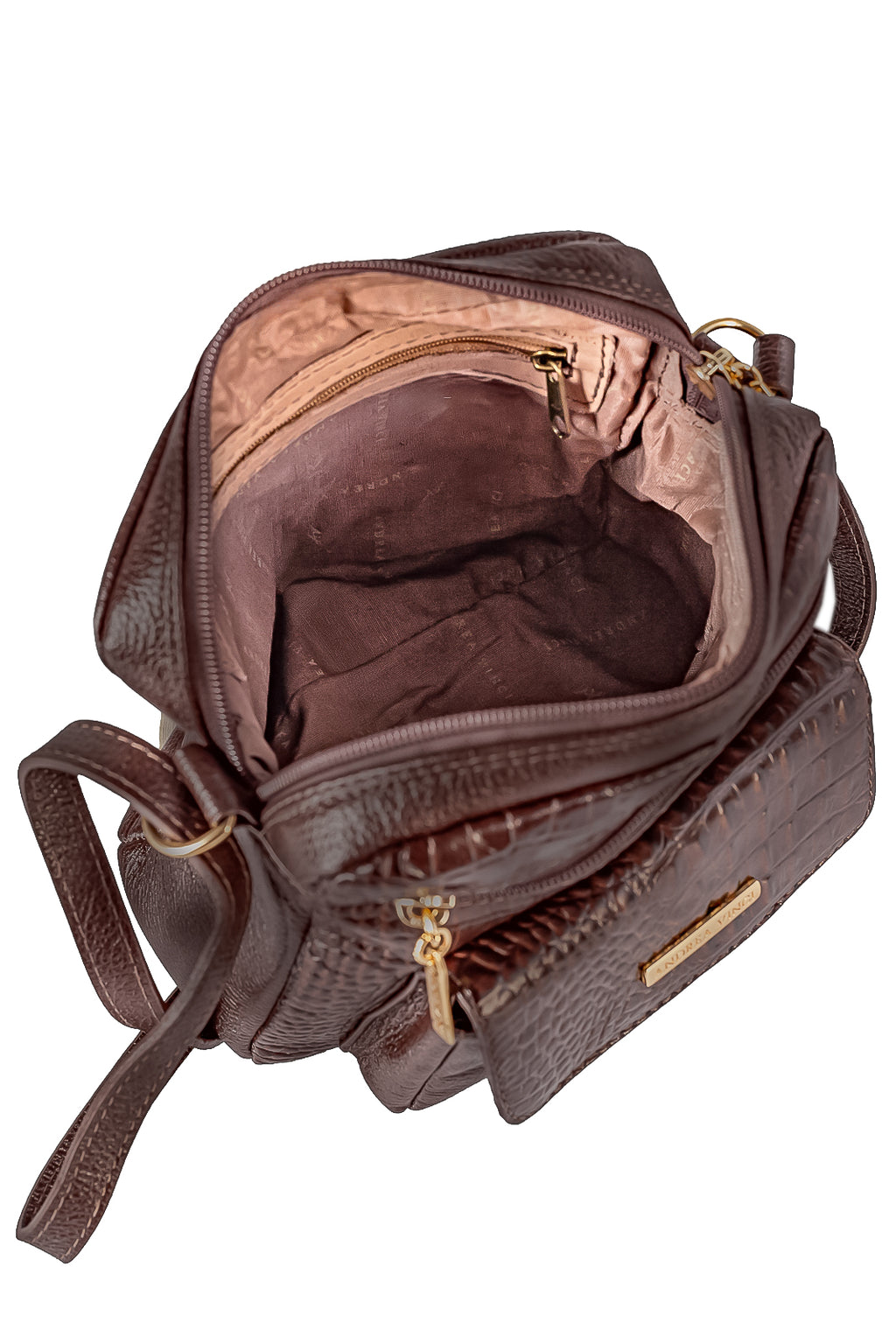 Bolsa transversal pequena de couro croco Clarice