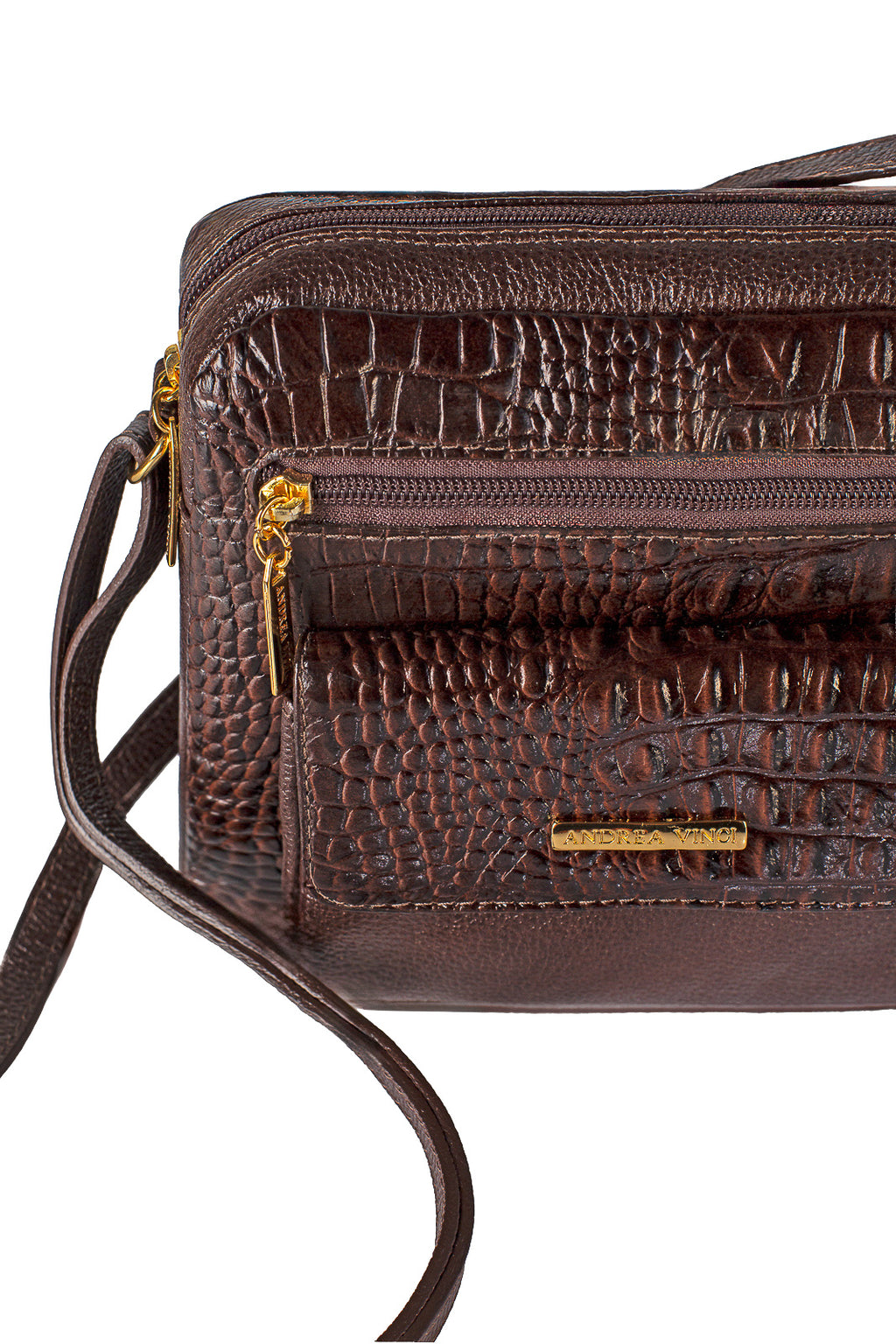 Bolsa transversal pequena de couro croco Clarice