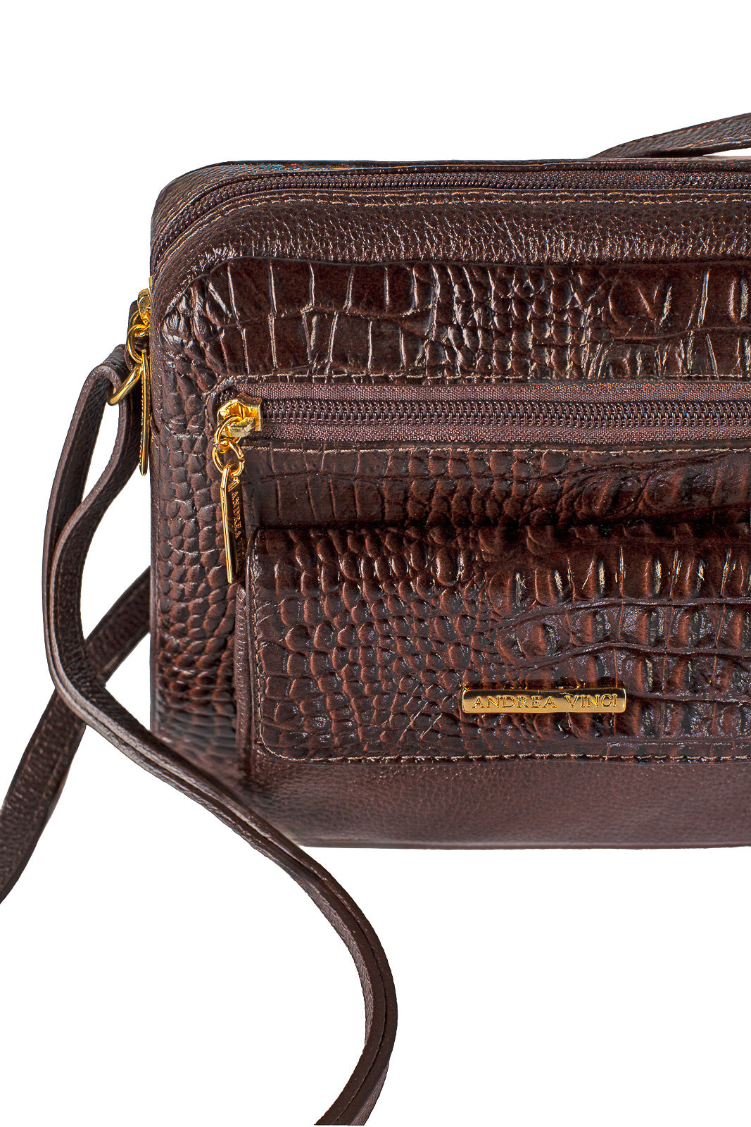 Bolsa transversal pequena de couro croco Clarice