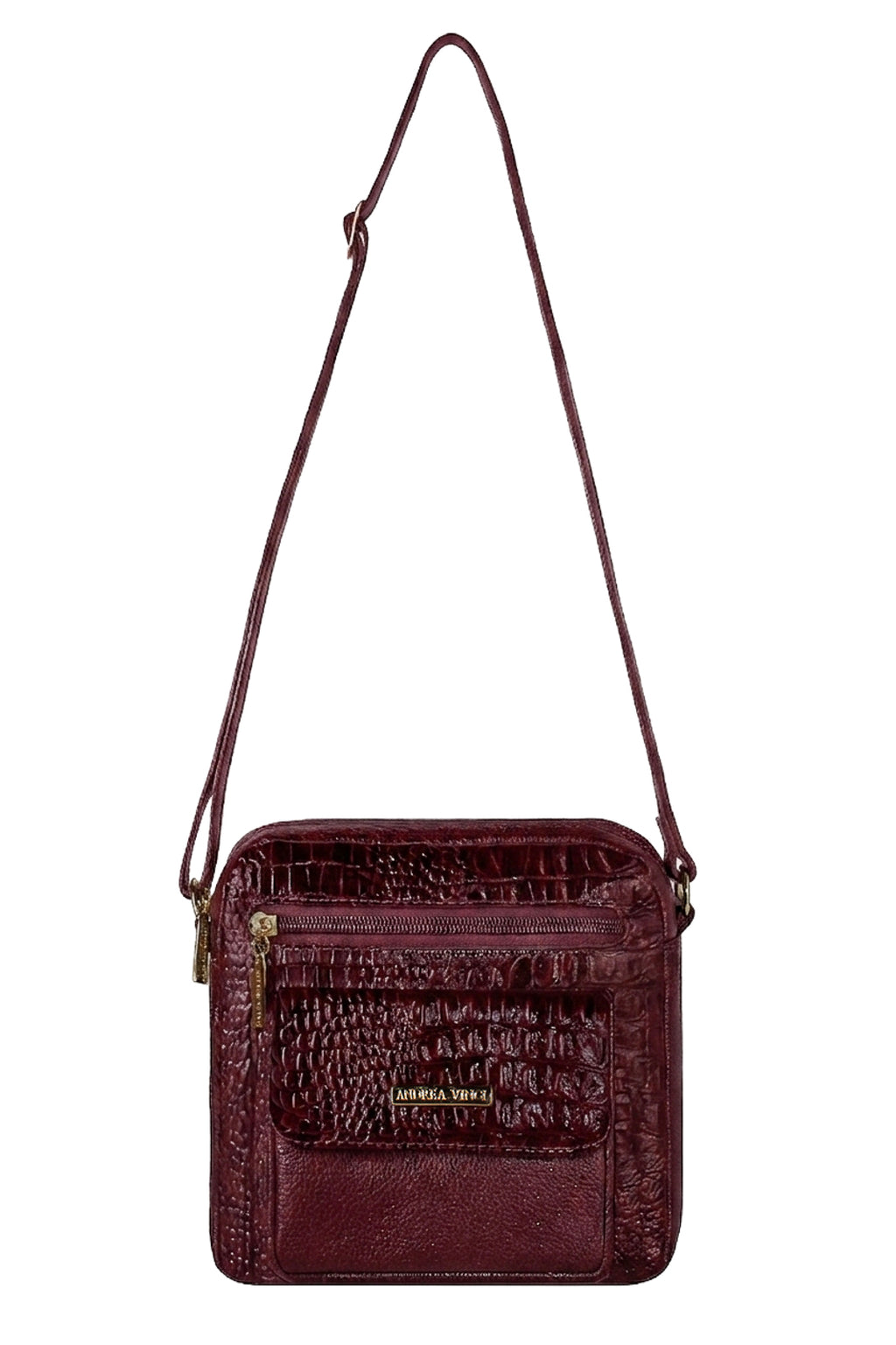 Bolsa transversal pequena de couro croco Clarice