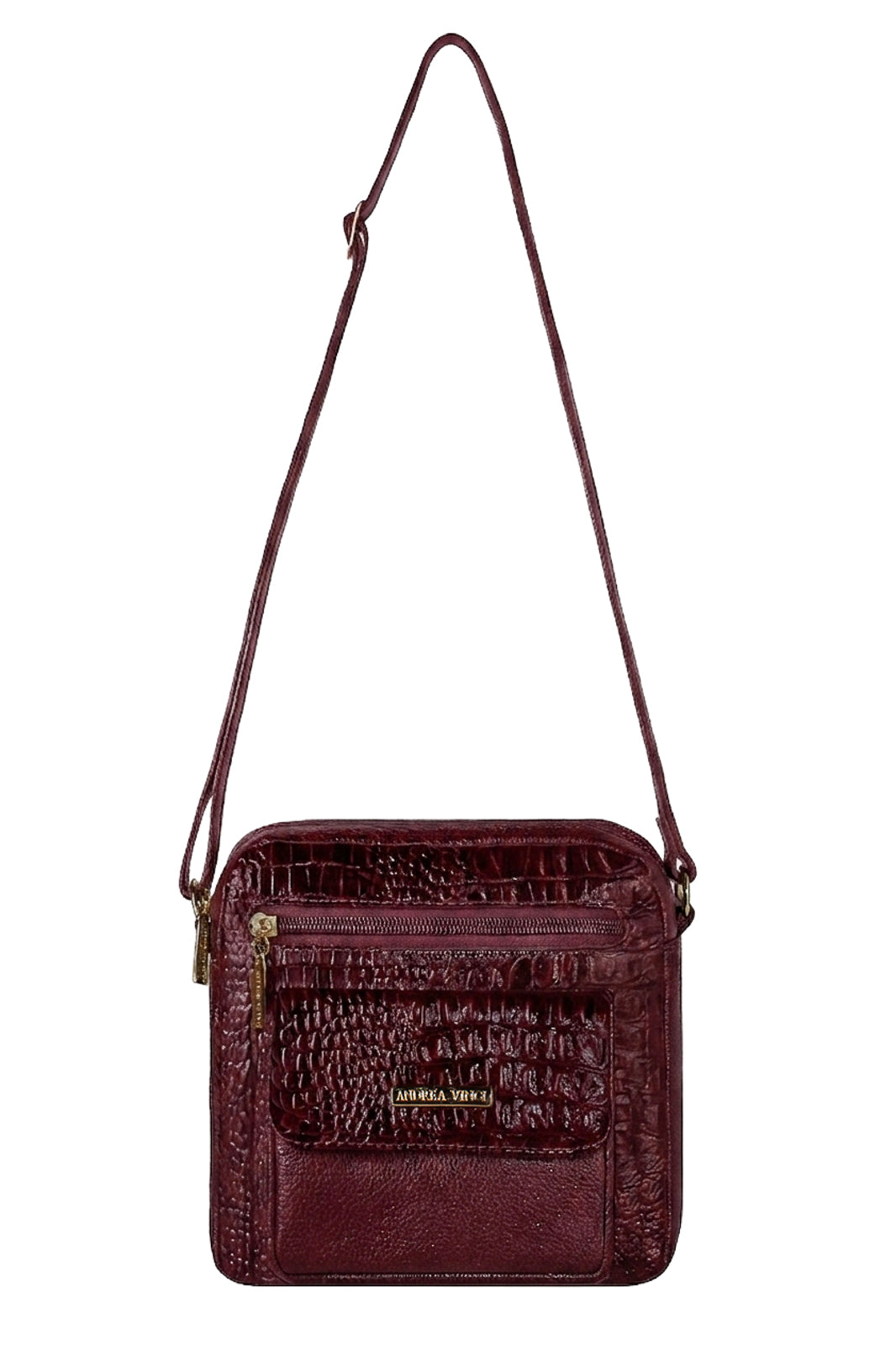 Bolsa transversal pequena de couro croco Clarice