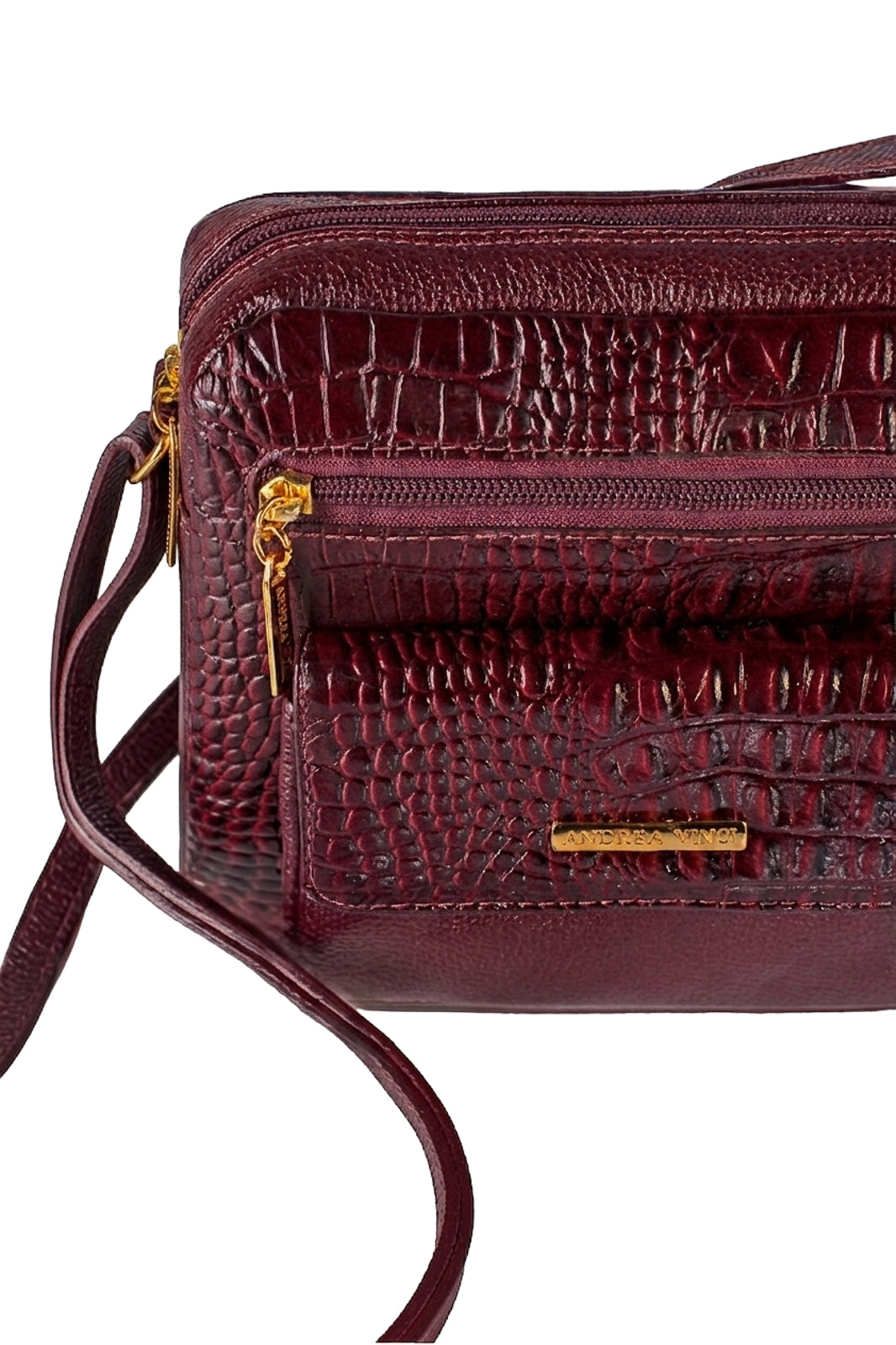 Bolsa transversal pequena de couro croco Clarice