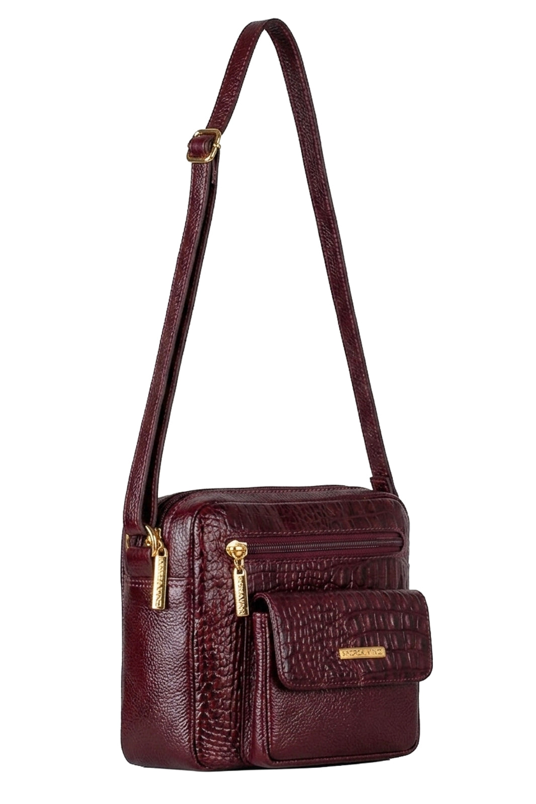 Bolsa transversal pequena de couro croco Clarice