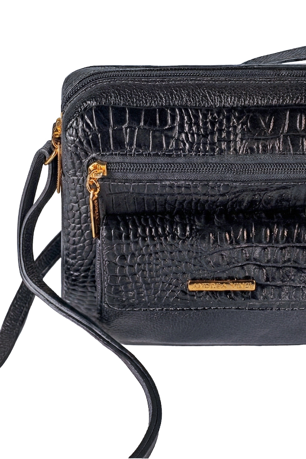 Bolsa transversal pequena de couro croco Clarice