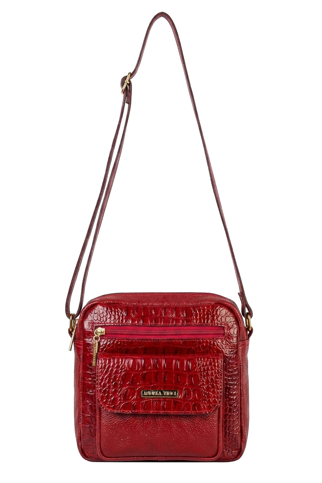 Bolsa transversal pequena de couro croco Clarice