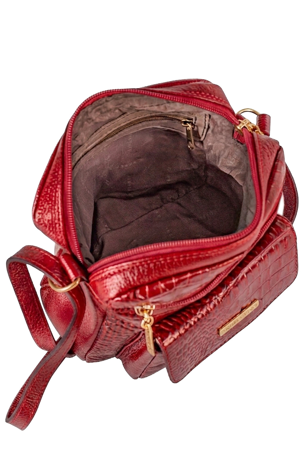 Bolsa transversal pequena de couro croco Clarice