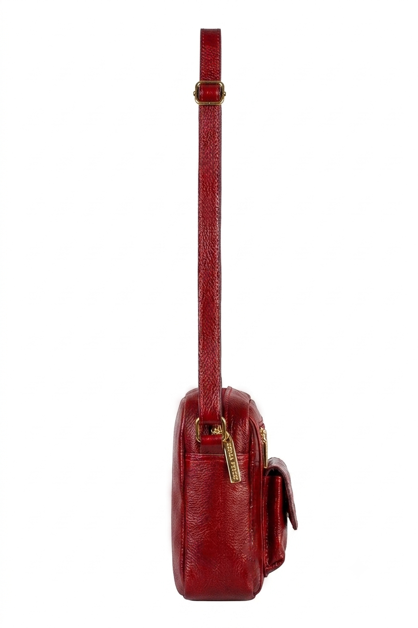 Bolsa transversal pequena de couro croco Clarice
