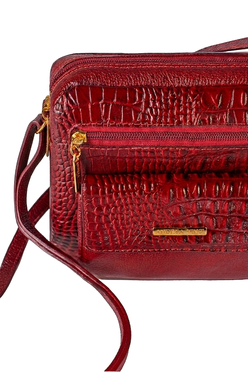 Bolsa transversal pequena de couro croco Clarice