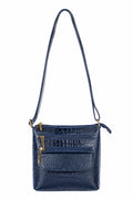 Bolsa transversal de couro croco Maura na cor azul — Enluaze