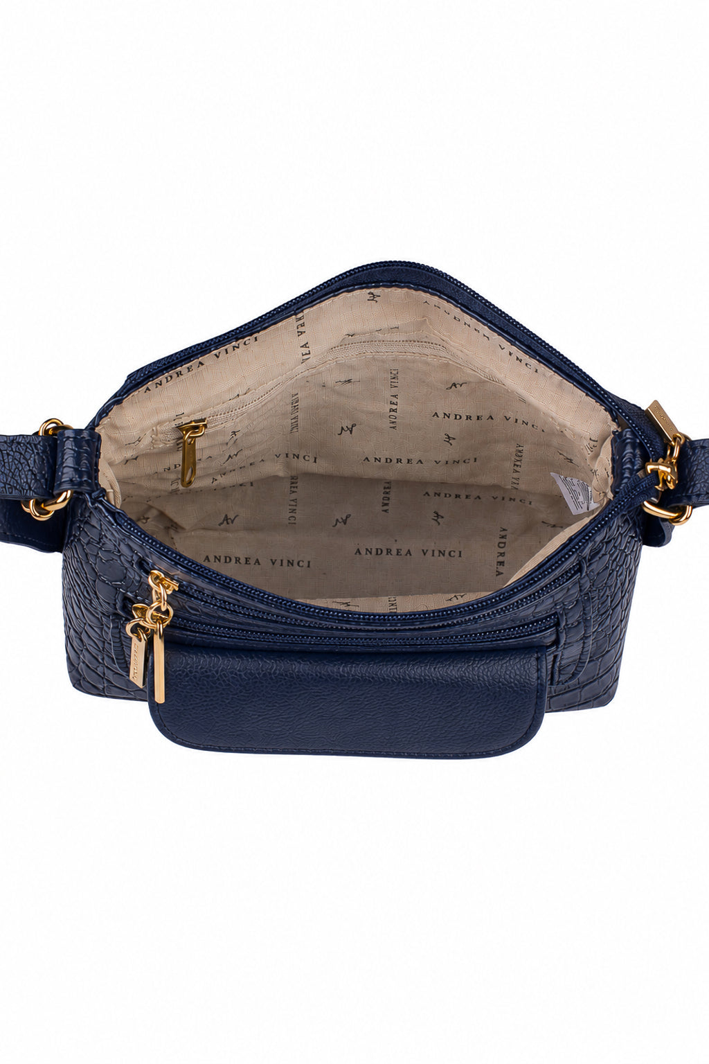 Bolsa transversal de couro croco Maura na cor azul — Enluaze, foto 3