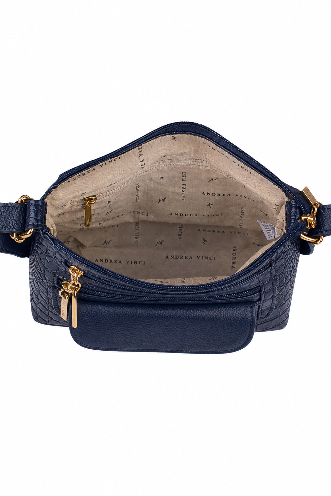 Bolsa transversal de couro croco Maura na cor azul — Enluaze, foto 3