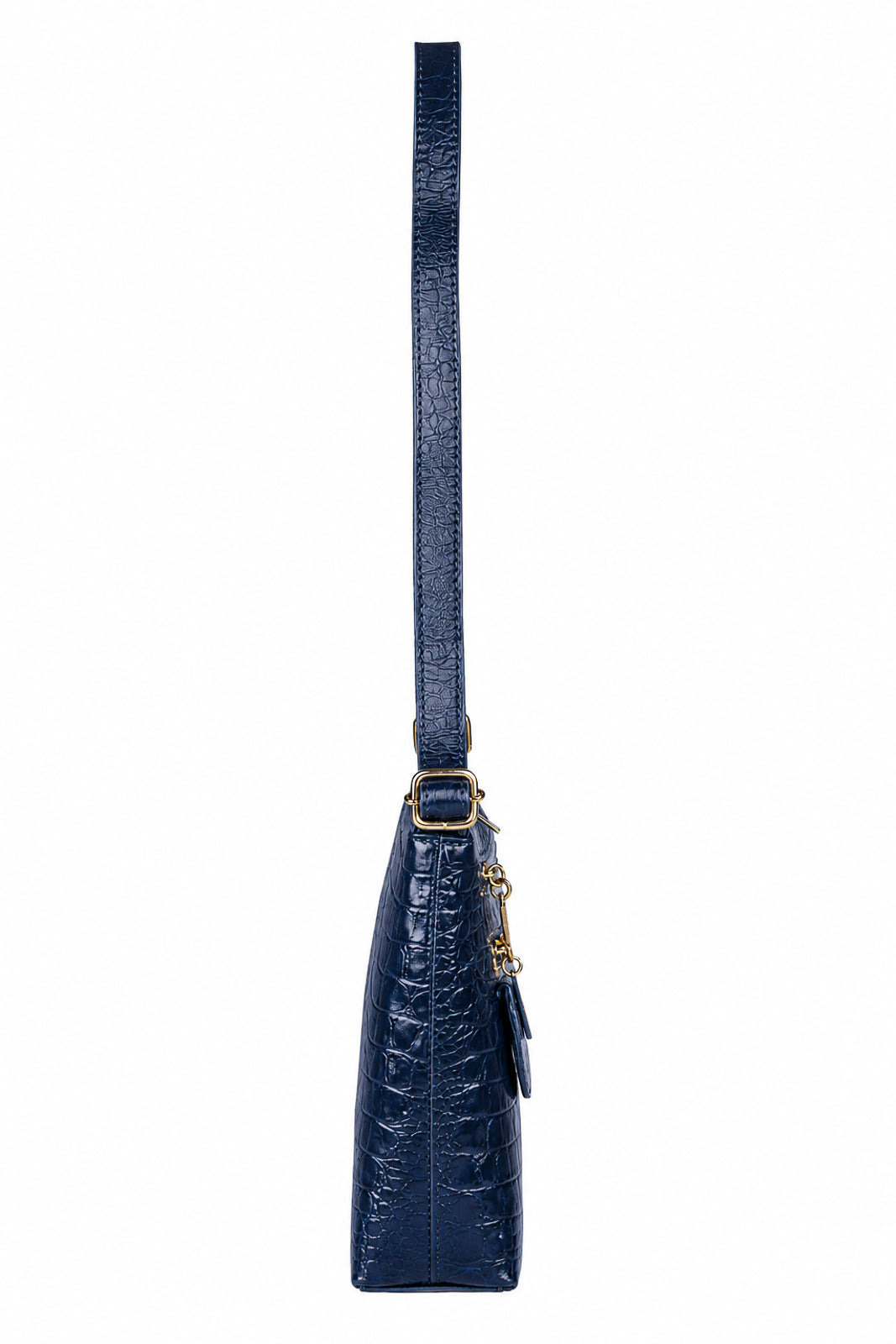 Bolsa transversal de couro croco Maura na cor azul — Enluaze, foto 4