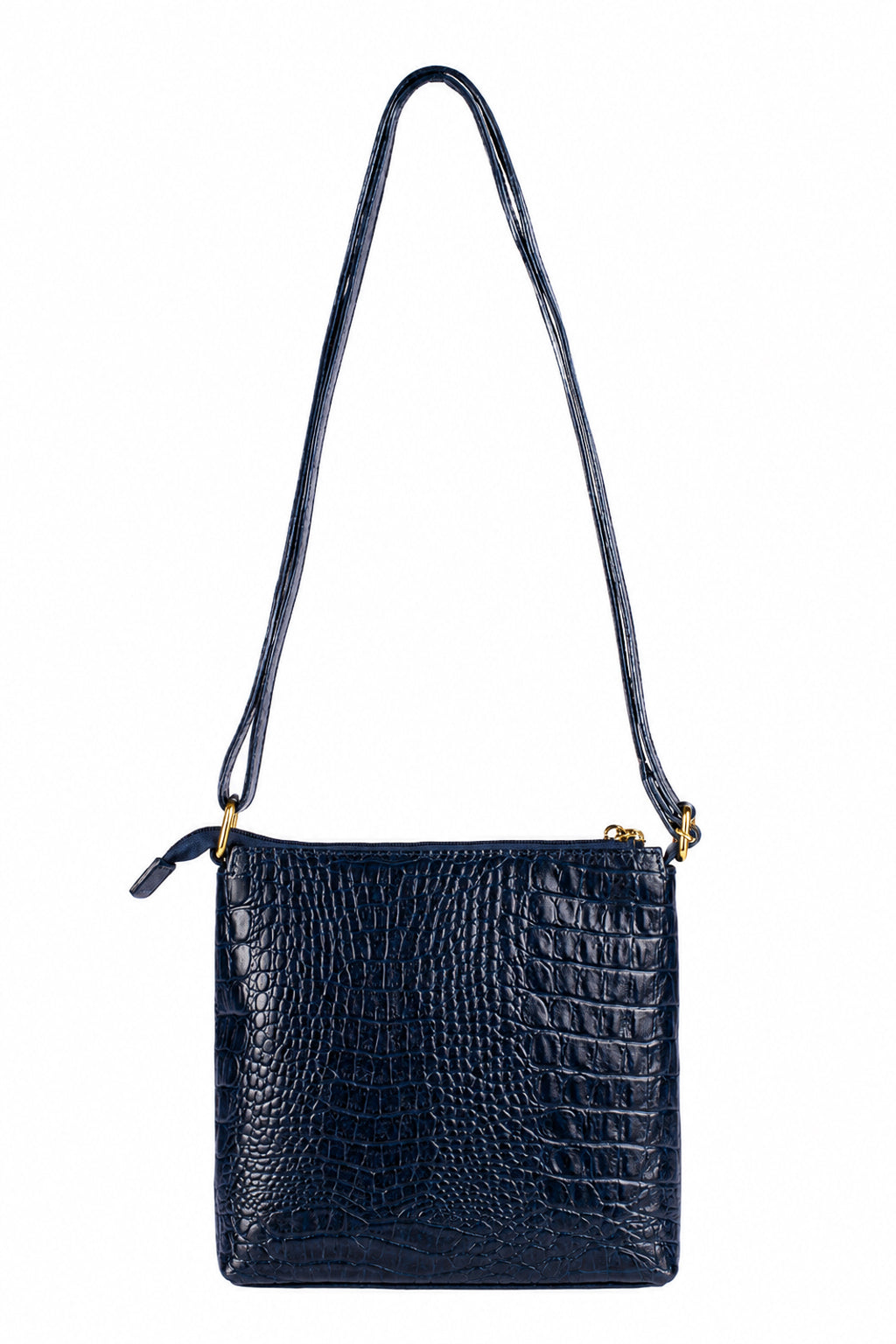 Bolsa transversal de couro croco Maura na cor azul — Enluaze, foto 5
