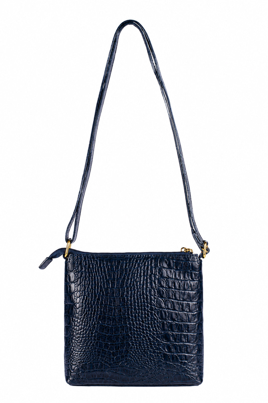 Bolsa transversal de couro croco Maura na cor azul — Enluaze, foto 5