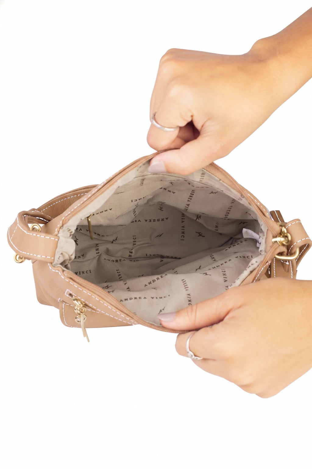 Bolsa transversal de couro liso Maura