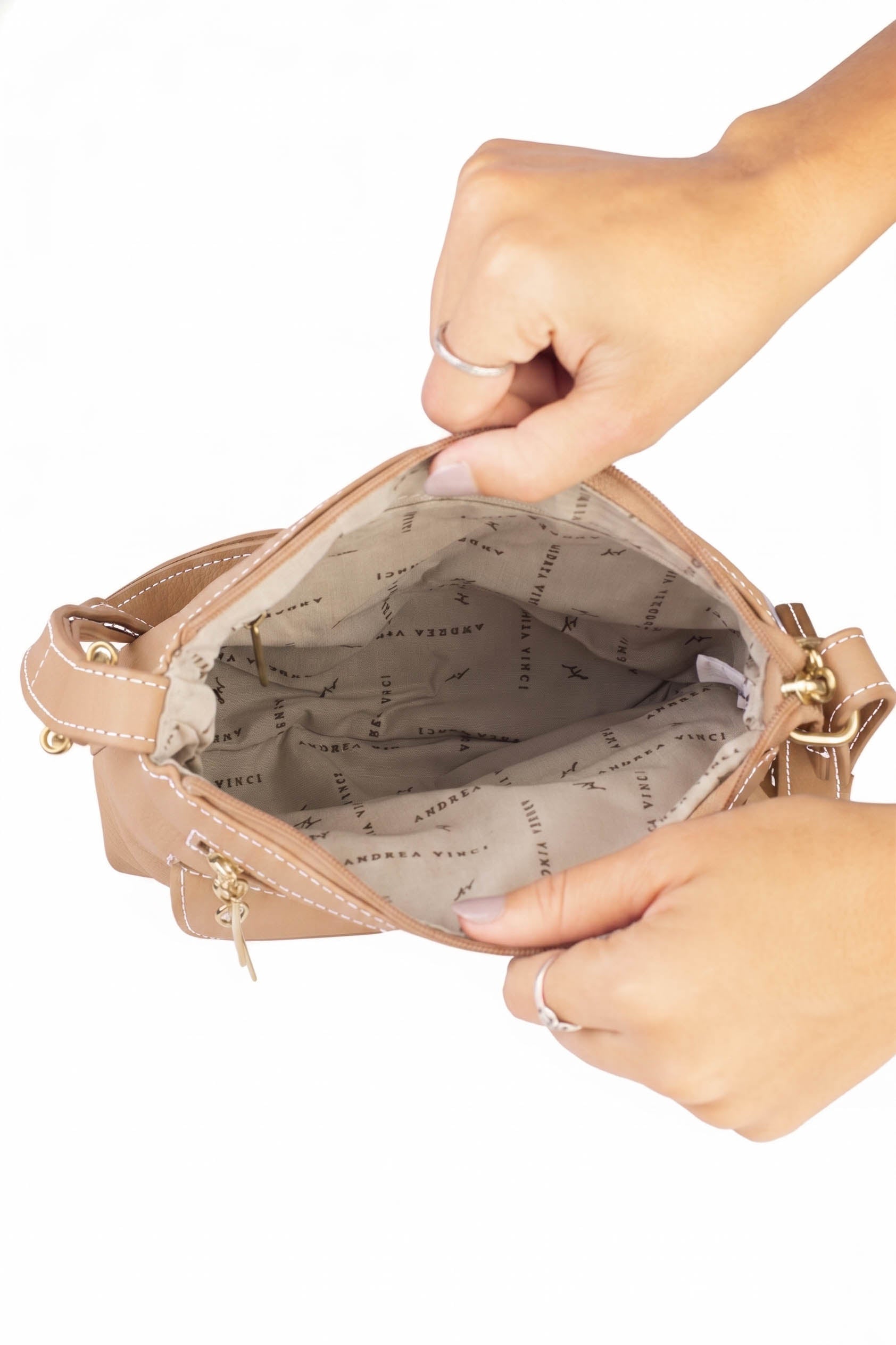 Bolsa transversal de couro liso Maura