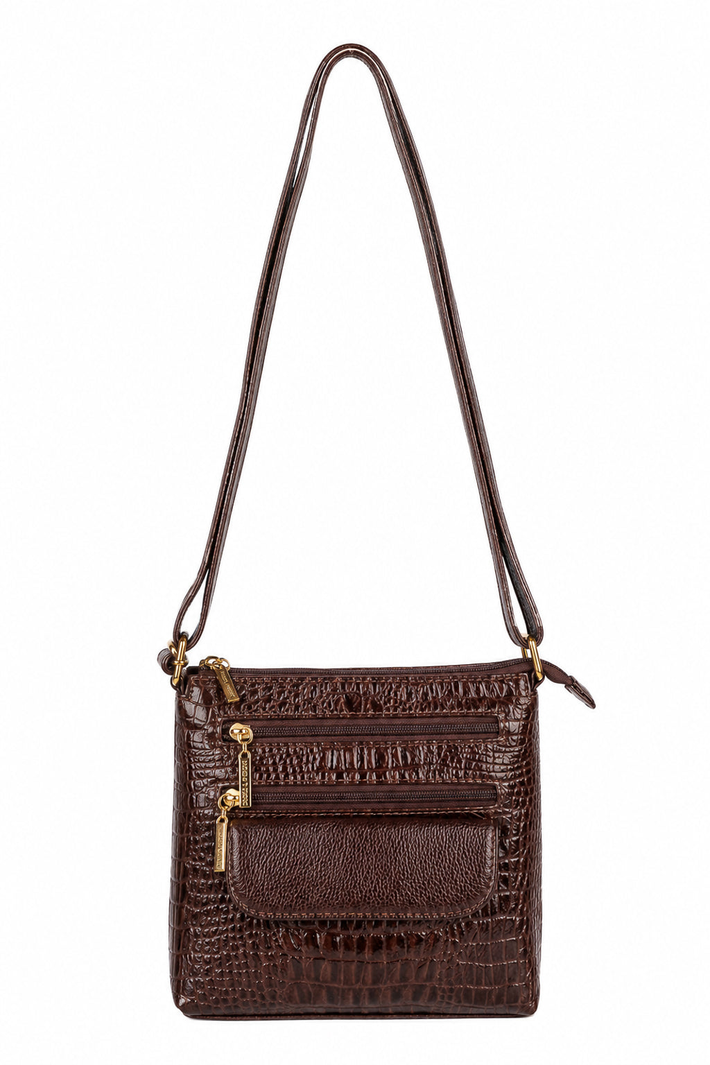 Bolsa transversal de couro croco Maura