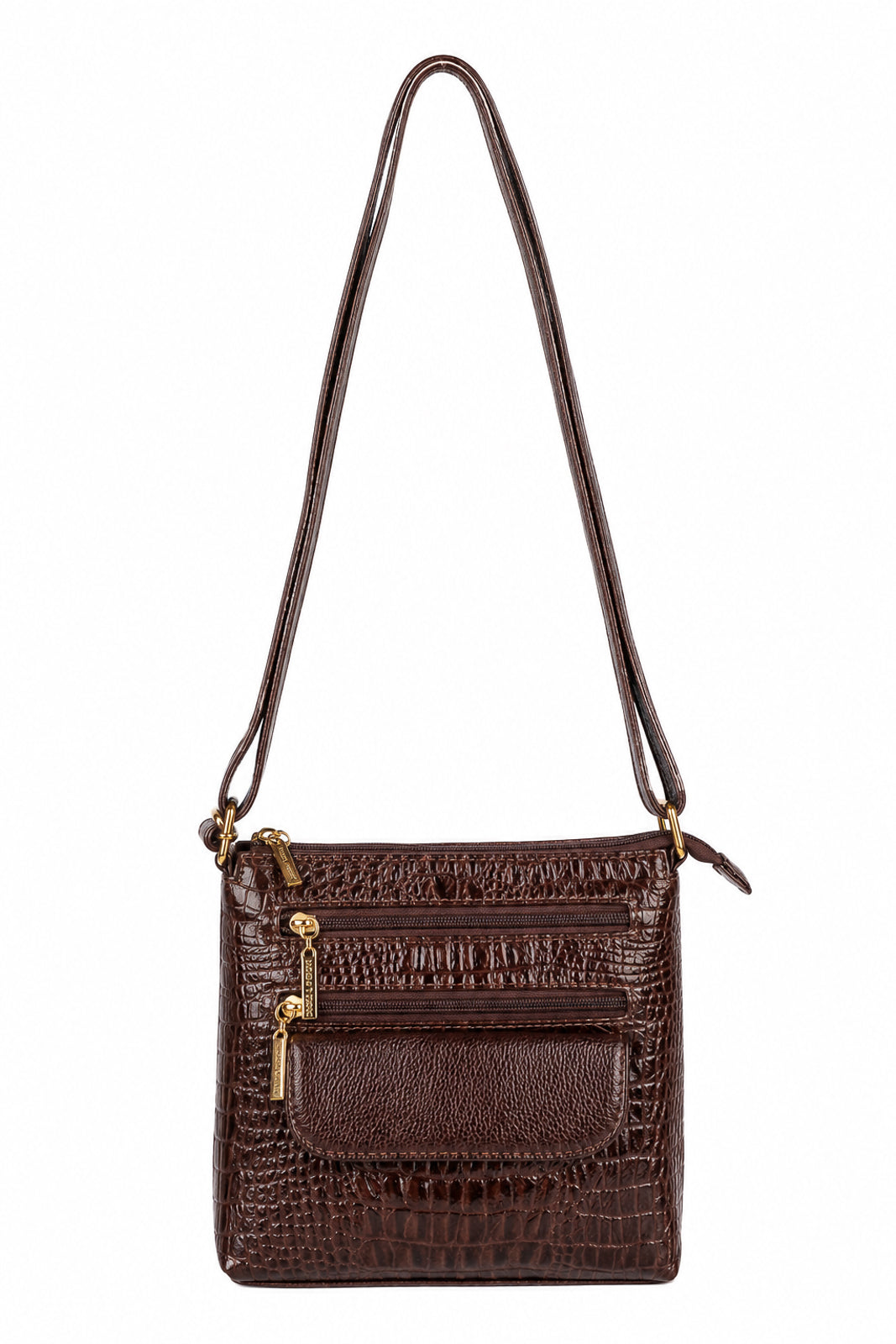 Bolsa transversal de couro croco Maura